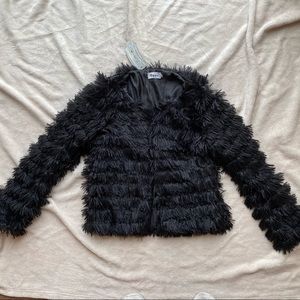 NWT Fringe Fur Black Jacket